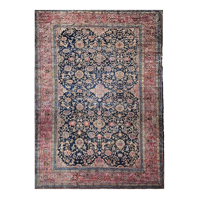 19th Century Oversized Persian Farahan Sarouk Rug With Floral Design For Sale