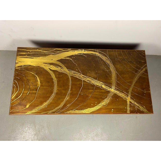 Artistic Brutalist Brass-Etched Coffee Table in the style of Bernhard Rohne, Germany, 1960s For Sale - Image 16 of 17