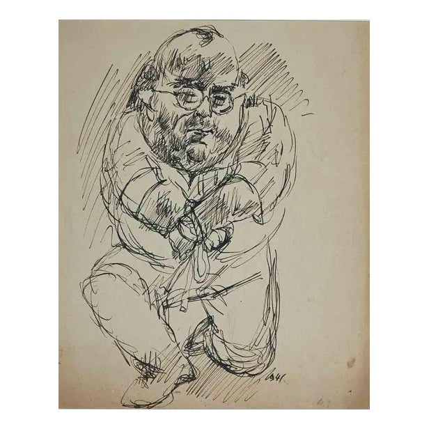 Alfredo Mezio, Figure, Original Drawing, 1941 For Sale