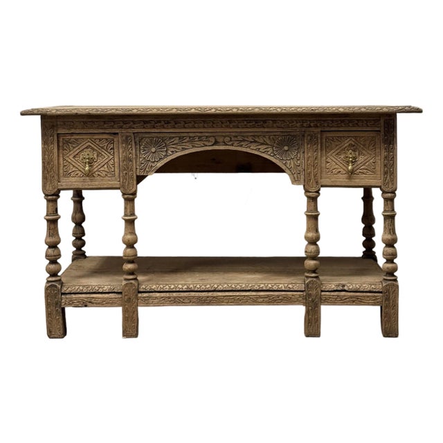 19th Century English Oak Console Table For Sale