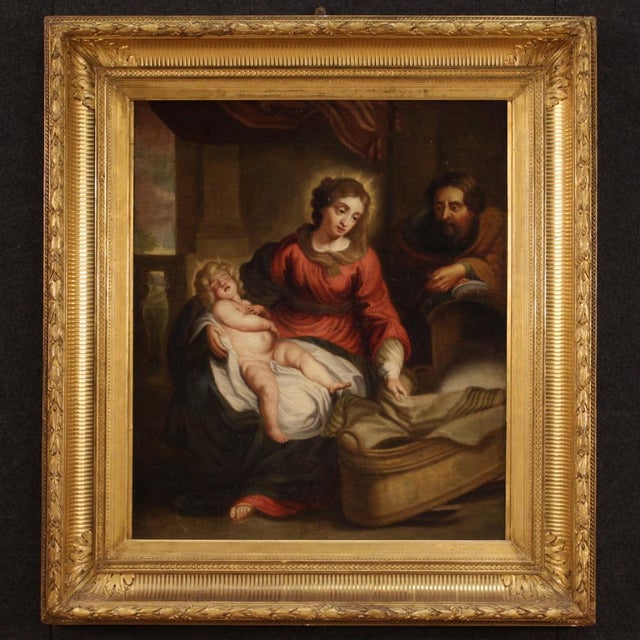 Flemish Artist, Holy Family, 1750, Oil on Canvas, Framed For Sale - Image 17 of 17