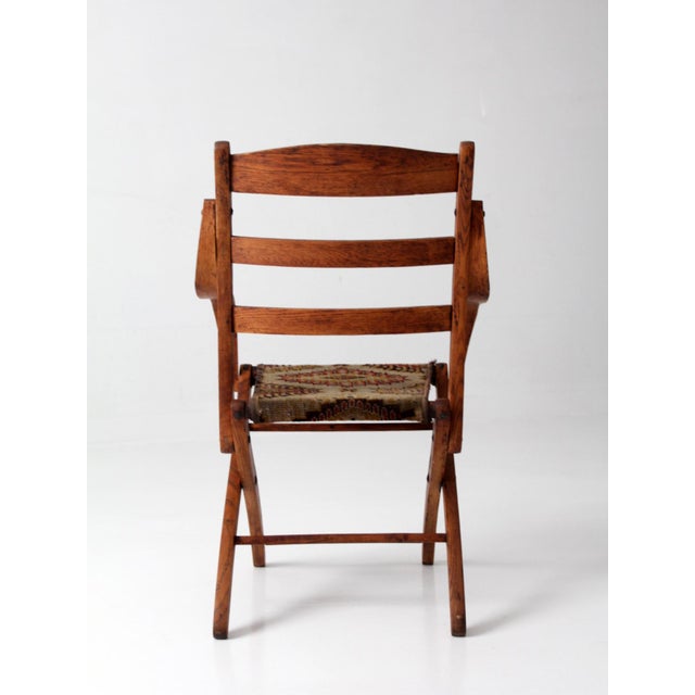 Antique Oak Campaign Folding Chair For Sale - Image 12 of 18
