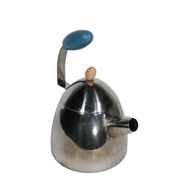 Postmodern, Memphis style teapot, model 9093 designed by Michale Graves for Alessi, circa 1980's. This example is in very...
