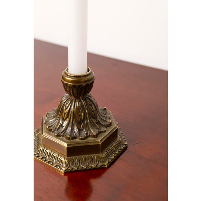 Large Art Deco Bronze Candleholders, 1930s, Set of 2 For Sale - Image 4 of 14