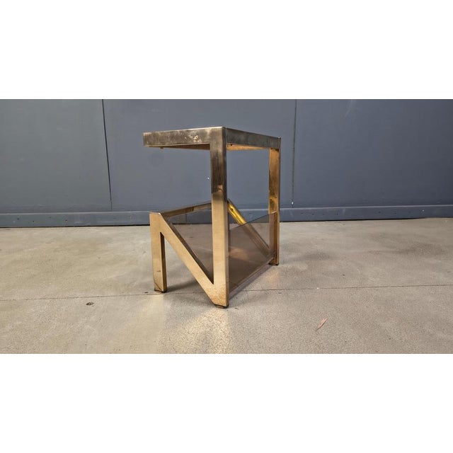 Hollywood Regency Brass Magazine Rack attributed to Belgochrom, 1970s For Sale - Image 3 of 10