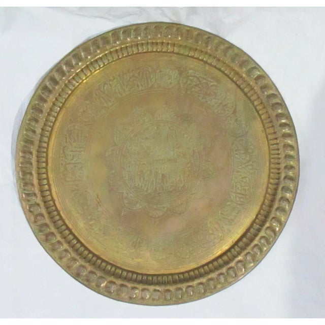 MiddleEastern Brass Hammered Tray Table Top 28" Diameter For Sale In New York - Image 6 of 6
