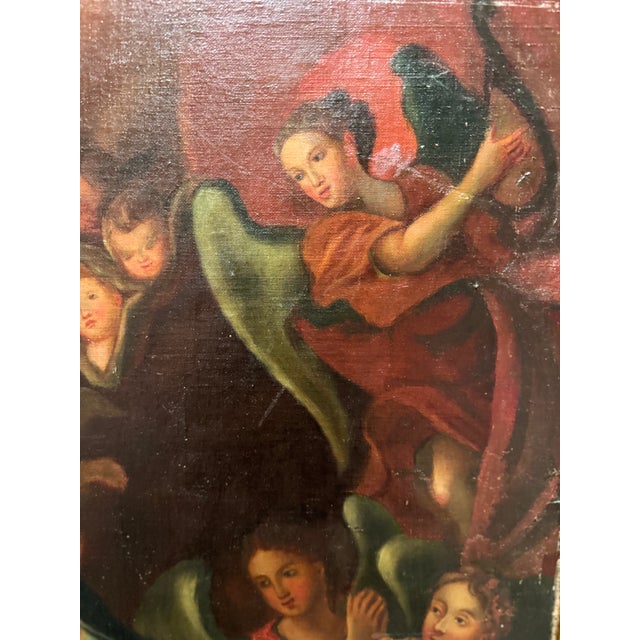 19th Century Spanish Colonial School “Death of Saint Joseph” Religious Oil Painting For Sale - Image 4 of 8
