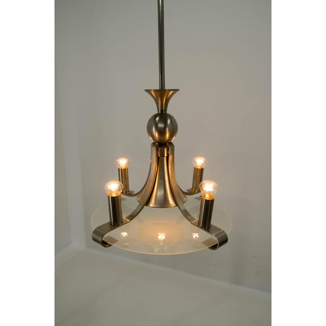 Art Deco Metal Chandelier, Europe, 1930s For Sale - Image 3 of 12