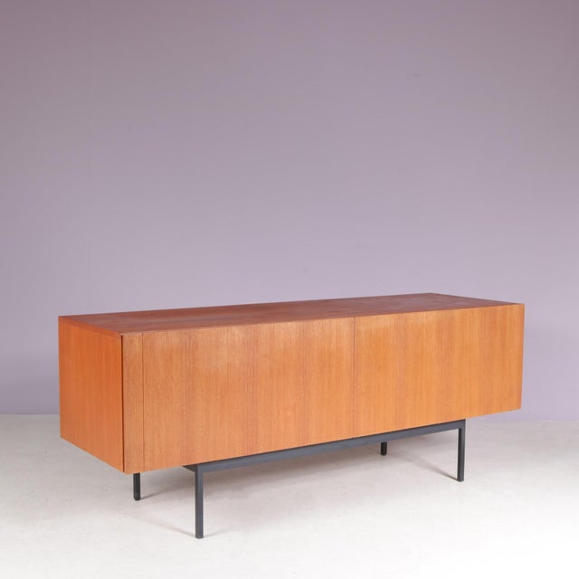 Brown Vintage German Teak Sideboard on Black Metal Base by Dieter Wäckerling for Behr, 1950s For Sale - Image 8 of 13