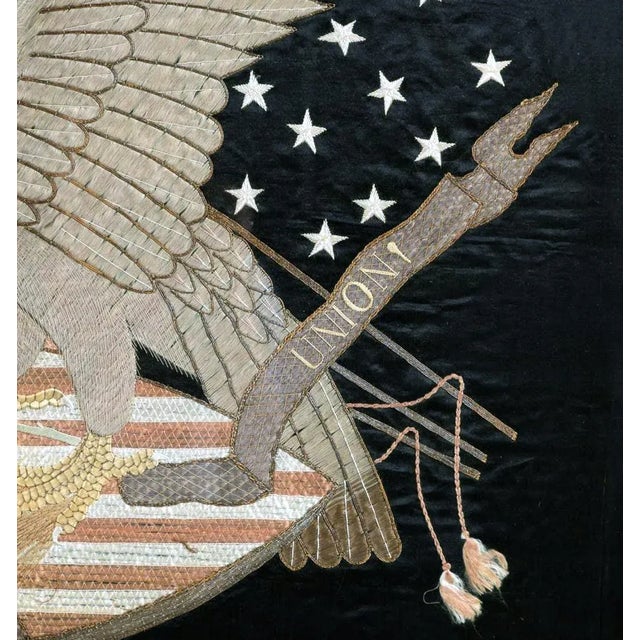 Antique Japanese Export Silk Embroidery Panel of American Union For Sale In Atlanta - Image 6 of 13