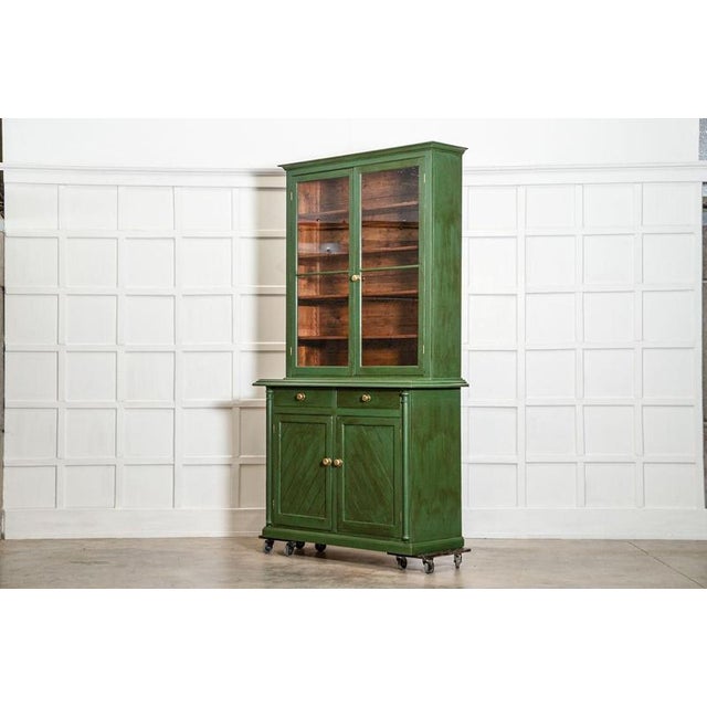 19th Century Antique English Painted Pine Glazed Dresser, 1870 For Sale - Image 5 of 18