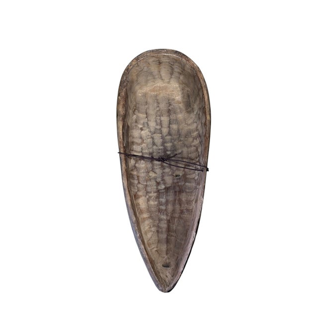 Wood Vintage Large Fang Mask Elongated Face Gabon African Mask 29" H For Sale - Image 7 of 7