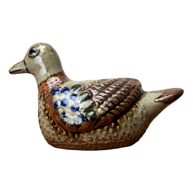 Vintage Mexican Handpainted Duck Figurine by Jorge Wilmot Tonala, 1970s For Sale