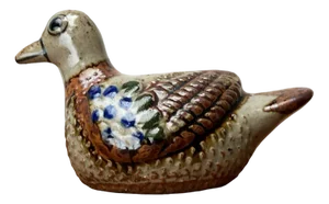 Vintage Mexican Handpainted Duck Figurine by Jorge Wilmot Tonala, 1970s