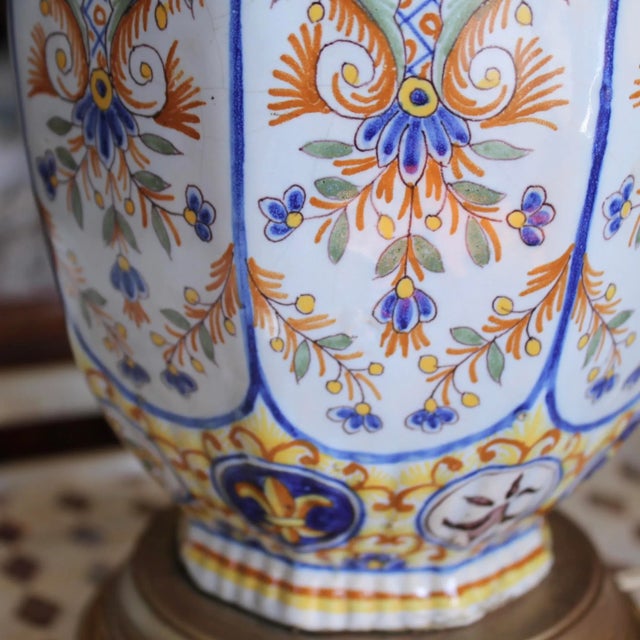 Mid 19th Century Antique French Faience (Rouen) Lamp For Sale - Image 5 of 13