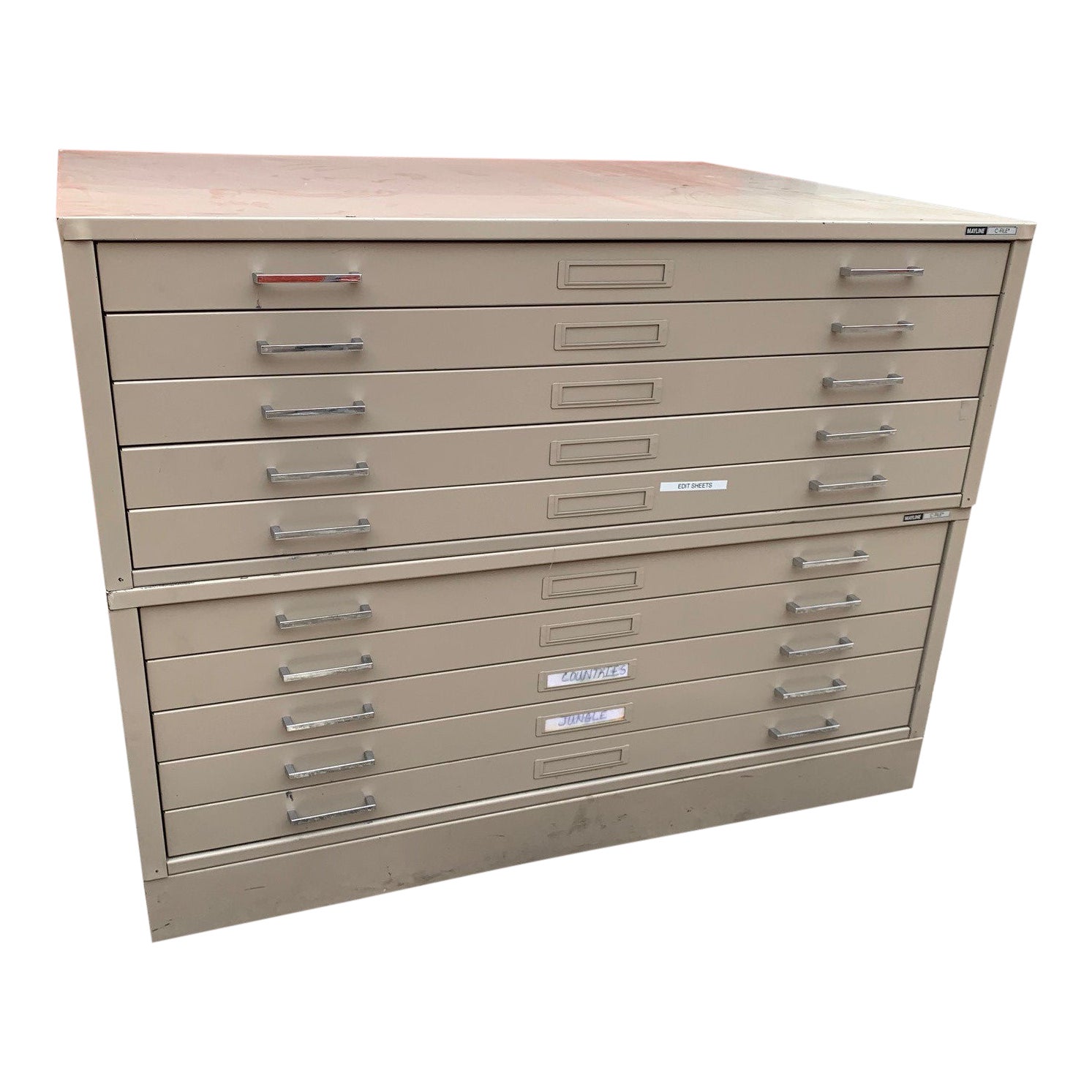 Mayline 5 Drawer Map Blueprint Filing Cabinets Set Of 2 Chairish