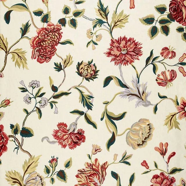 Sample- Schumacher Avebury Floral Vine Fabric in Document Rose For Sale