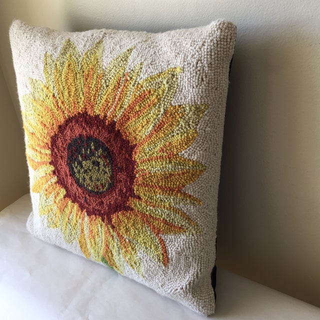 Vintage Embroidered Sunflower Pillow Chairish