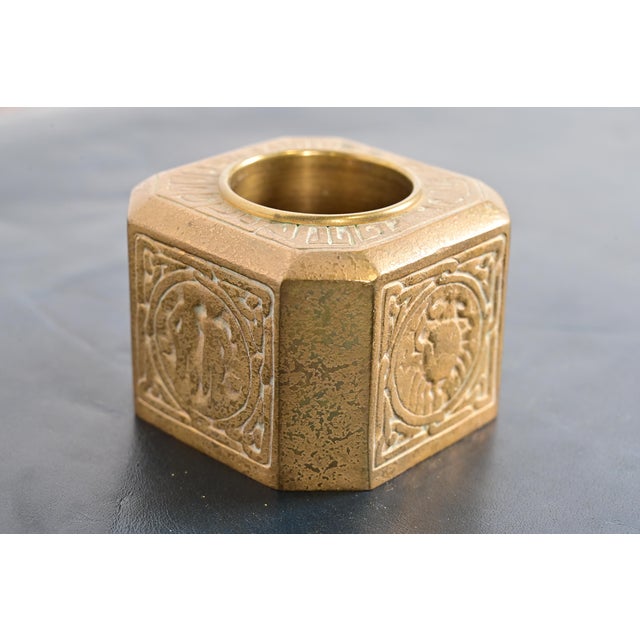 Tiffany Studios Tiffany Studios New York Zodiac Bronze Doré Pen Brush Holder For Sale - Image 4 of 9