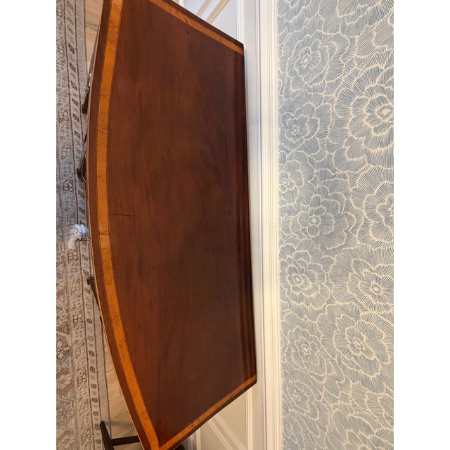 Wood Antique English Regency Style Mahogany Sideboard / Server With Inlay & Brass Hardware For Sale - Image 7 of 7
