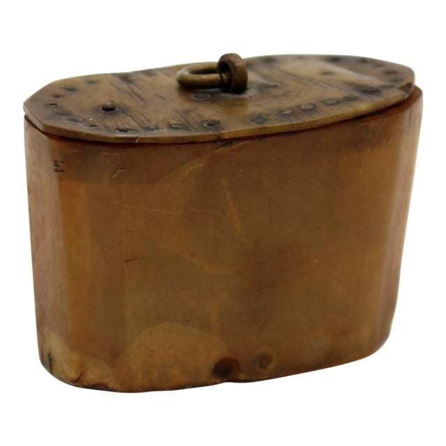1800s Snuff Box of Ram's Horn and Wood For Sale