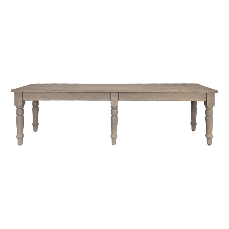 Large Stripped Community Table with 6 Turned Legs | Chairish