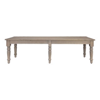 Large Stripped Community Table with 6 Turned Legs For Sale