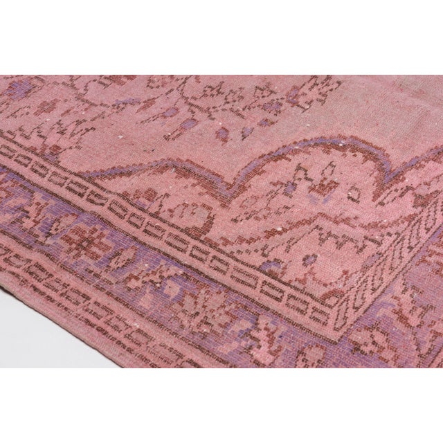 Turkish Vintage Anatolian Pink Area Carpet For Sale - Image 3 of 10