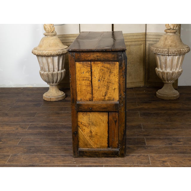 Brown English Early Oak Cupboard with Two Doors and Distressed Patina, 18th Century For Sale - Image 8 of 12