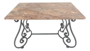 Heavy Wrought Iron Base 46x30" Thick Granite Top Outdoor Dining Table MINT