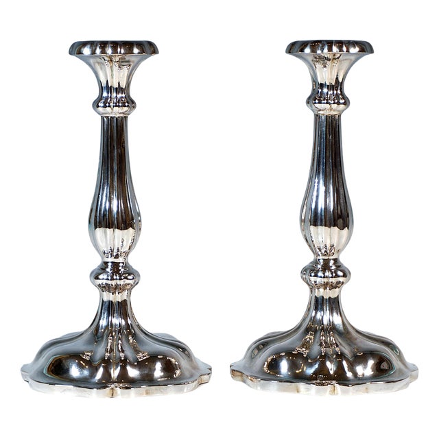 Antiqua Vienna Biedermeier Silver Candleholders from Thomas Scheidl, 1864, Set of 2 For Sale