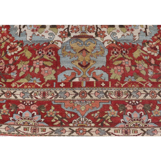 Early 20th Century Square Antique Persian Bakhtiari Rug With Red Field and Ivory Medallion For Sale - Image 5 of 16