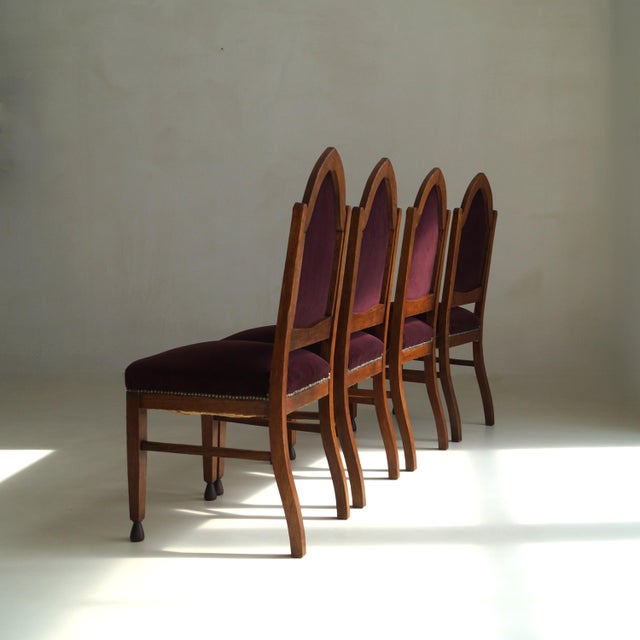 Dutch Art Deco Amsterdam School Dining Chairs, 1920s, Set of 4 For Sale - Image 3 of 18