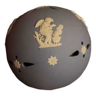 1970s/80s Wedgwood Blue Jasperware Pomander Potpourri Ball For Sale