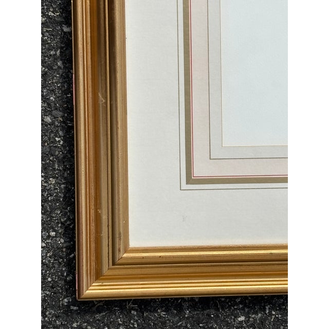 Bright Pink Blooms - Large 1980s Era Original Watercolor on Paper With Fabulous Framing For Sale - Image 8 of 11