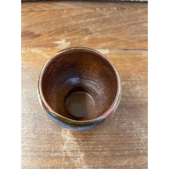 Ceramic Vintage Mid Century Modern Studio Pottery Bowl With Earth Tone Glaze For Sale - Image 7 of 10