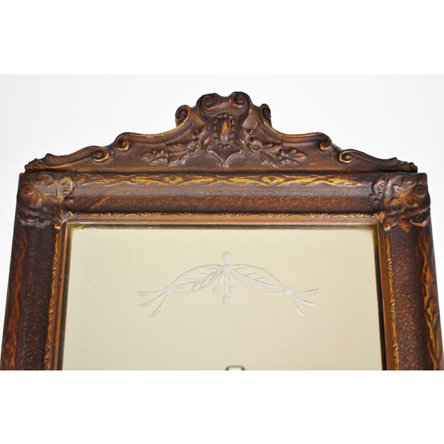 Antique Art Nouveau Etched Glass Mirror Chairish