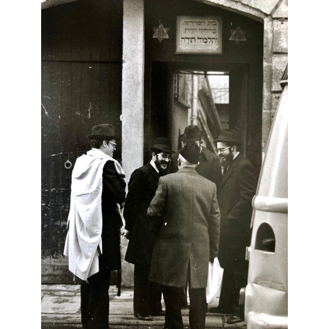 Nathan Lerner, Vintage Signed Silver Gelatin Photograph Chabad Shul Pletzl Paris Judaica Photo, c.1970 For Sale - Image 4 of 4