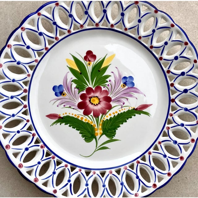 Late 20th-Century Sur La Table Reticulated Hand Painted Plate, Portugal For Sale In Austin - Image 6 of 13