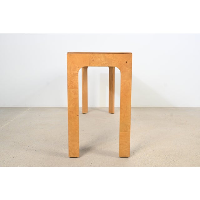Henredon Scene Two Burl Wood Console Table | Newly Refinished For Sale - Image 11 of 18