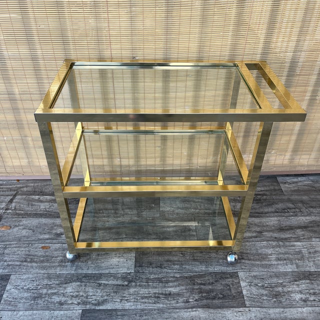 Vintage Mid Century Modern Dry Bar/ Serving Cart in the Pierre Vandel Style. Circa 1970s For Sale - Image 18 of 18