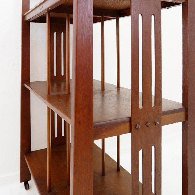 Wood Art Deco Magazine Rack on Casters For Sale - Image 7 of 15