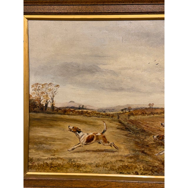 English 19th Century English Oil on Canvas Fox Hounds For Sale - Image 3 of 9