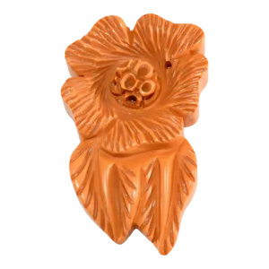 Vintage Bakelite Carved Butterscotch Yellow Flower & Leaves Brooch