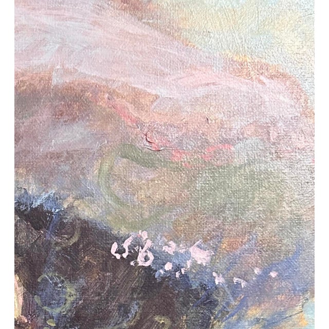 1990s Vintage Painting of an Edwardian Woman With Hat & Scarf For Sale - Image 5 of 9
