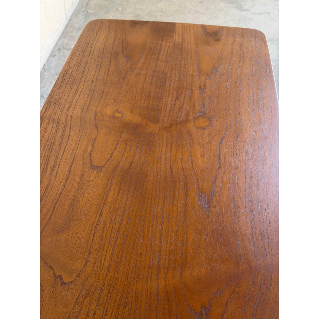 Teak Coffee Table With Slatted Lower Shelf and Tapered Legs Denmark 1960s For Sale - Image 9 of 9