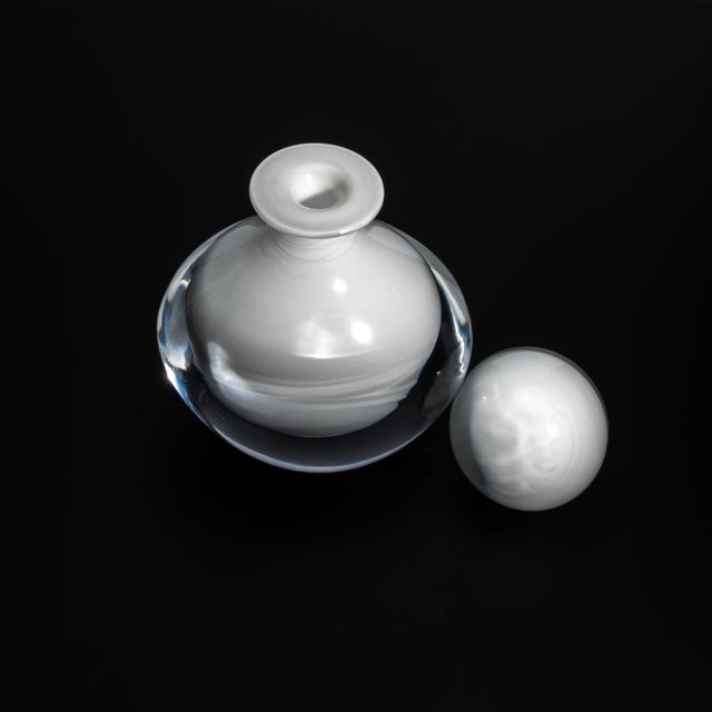 Hand Blown Murano Bottle in Crystal White Large For Sale - Image 9 of 10