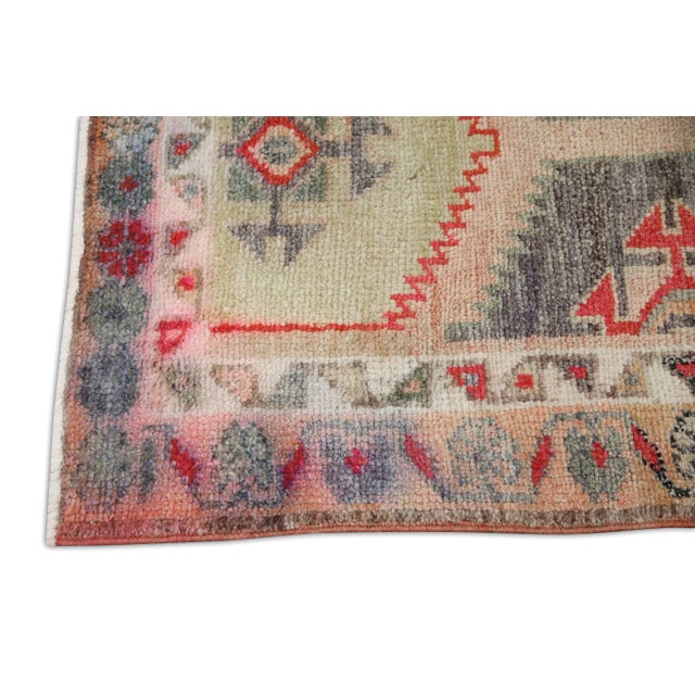 Traditional 1960s Multicolor Geometric Design Handwoven Wool Vintage Turkish Runner 2'9" X 9'10" For Sale - Image 3 of 7