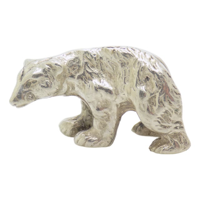 Vintage Italian Handmade Silver Polar Bear Figurine Sculpture, Milan, Italy, 1970s For Sale