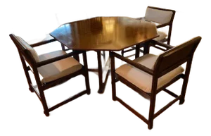 1950s Mid Century Modern Edward Wormley Walnut & Rosewood Gaming/Dining Table - Set of 7